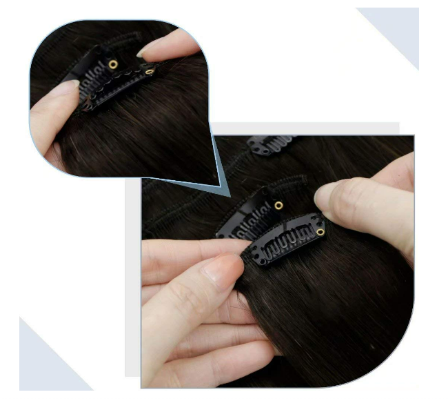 LaaVoo Clip in Extensions Echthaar Braun