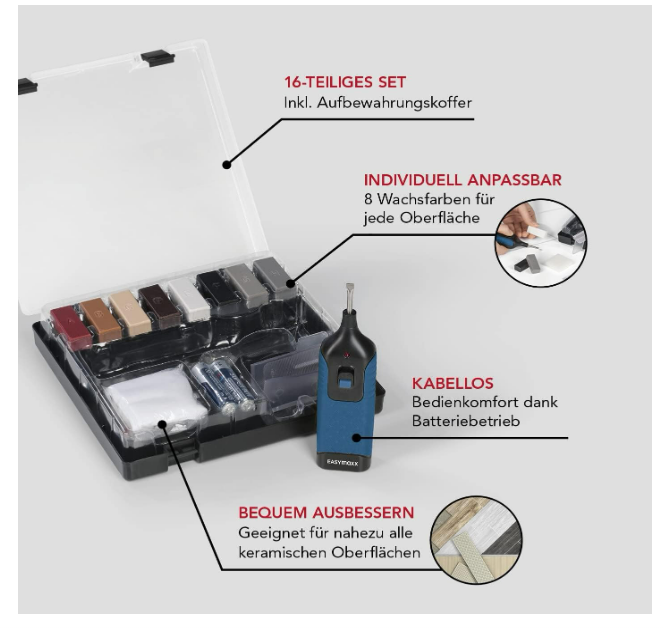 EASYmaxx Reparatur-Set Fliesen & Steinböden 16tlg.