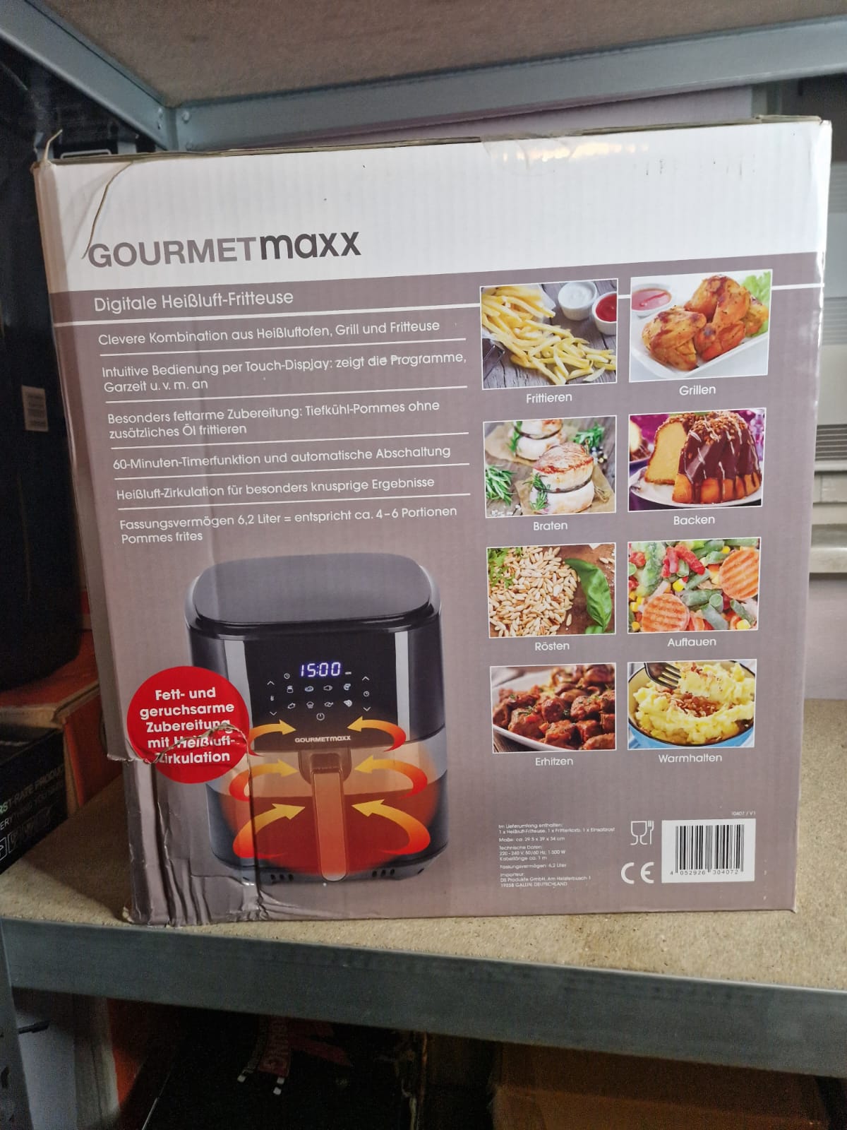 GOURMETMAXX Digitale Heißluftfritteuse 6,2L 8 Programme