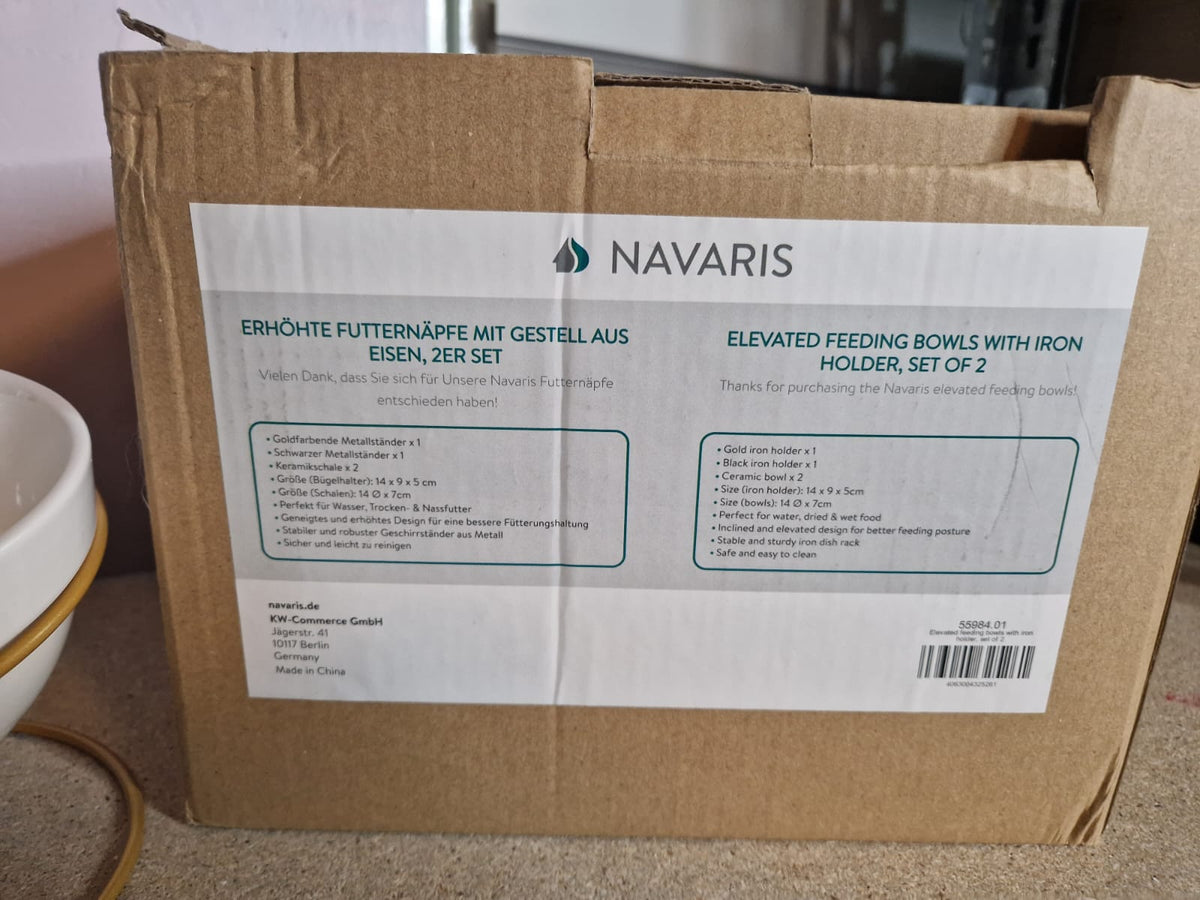 Navaris 2X Keramik Fressnapf mit Eisen Ständer für Hunde & Katzen
