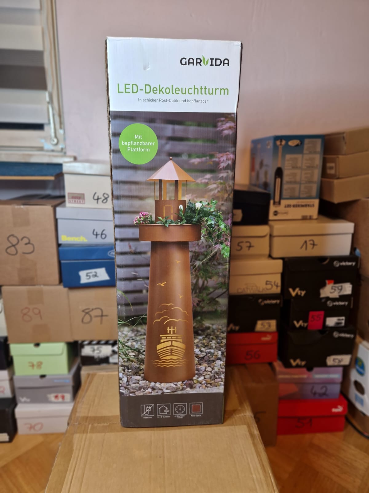 GARVIDA Deko-Leuchtturm 70 cm Leuchtturm-Säule
