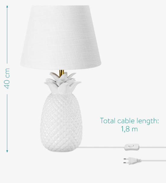 NAVARIS Ananaslampe 40cm Tischlampe, Dekolampe