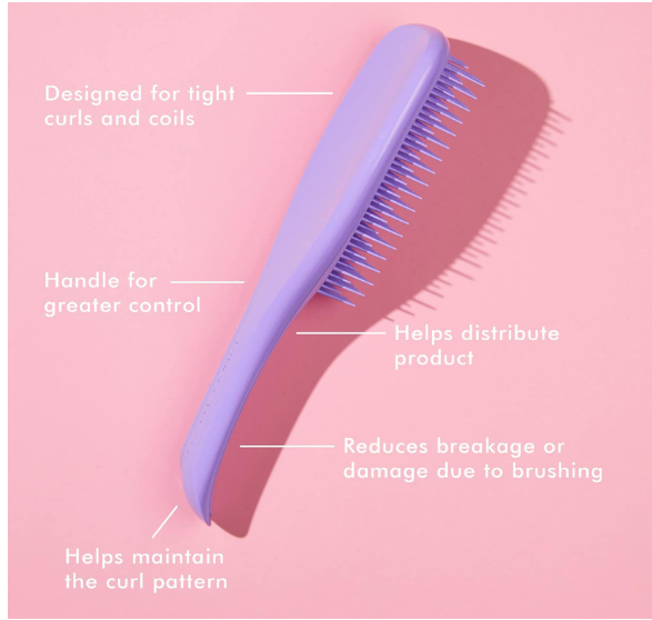 Tangle Teezer Naturally Curly Entwirrbürste für 3C bis 4C Haar, Purple Passion