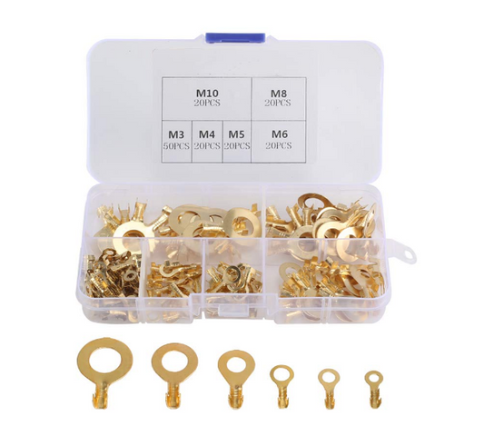 Ringkabelschuhe 150er Set Messing M10 M8 M6 M5 M4 M3