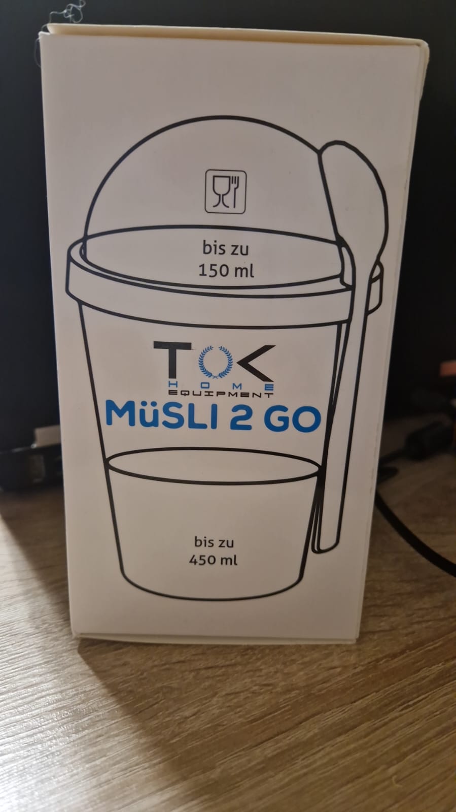 TOK® Müslibecher to go Joghurt/ Müslibecher Togo mit Löffel komplett dicht, BPA frei